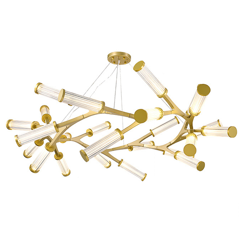 Люстра Cylinder Branches Chandelier Ring Gold Золотой Прозрачный в Новосибирске | Loft Concept 