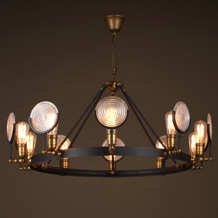 Люстра GASLIGHT LENS Chandelier 10 Черный в Новосибирске | Loft Concept 