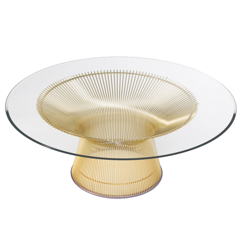 Стол Platner Coffee Gold Глянцевое золото Прозрачное Стекло в Новосибирске | Loft Concept 