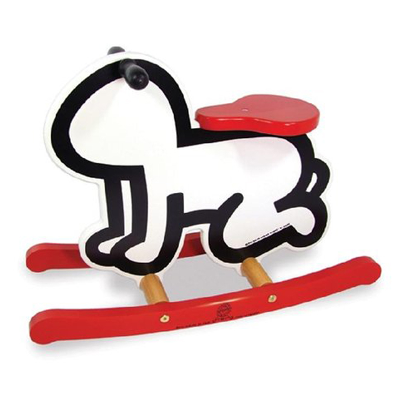 Детская деревянная качалка VILAC KEITH HARING ROCKER BABY TOY-WHITE Красный Черный Белый в Новосибирске | Loft Concept 