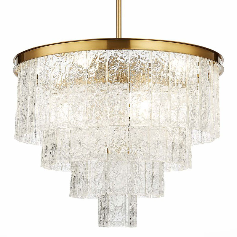 Люстра Renea Textured Glass Chandelier Brass D60 Латунь Прозрачное Стекло в Новосибирске | Loft Concept 