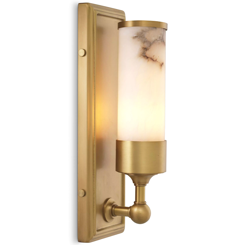 Бра Eichholtz Wall Lamp Valentine Alabaster Бежевый Белый Мрамор Bianco Латунь в Новосибирске | Loft Concept 