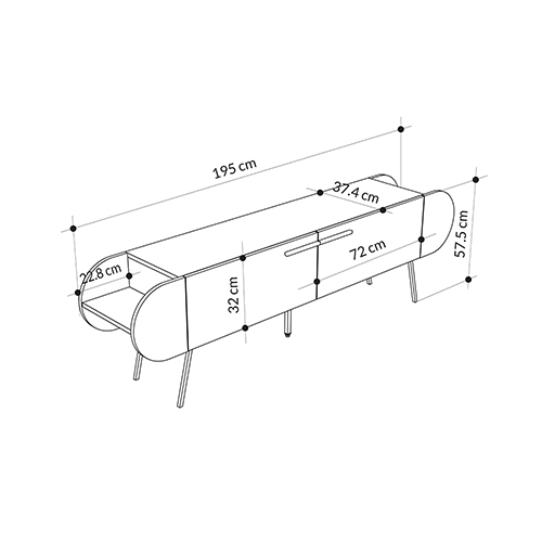 ТВ-тумба серая с 2-мя откидными дверцами и 2-мя открытыми полками CAPSULE TV STAND RETRO GREY в Новосибирске