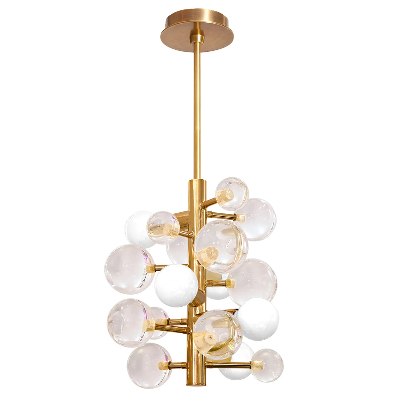 Светильник Jonathan Adler GLOBO FIVE-LIGHT CHANDELIER Clear Золотой Прозрачное Стекло Белый в Новосибирске | Loft Concept 