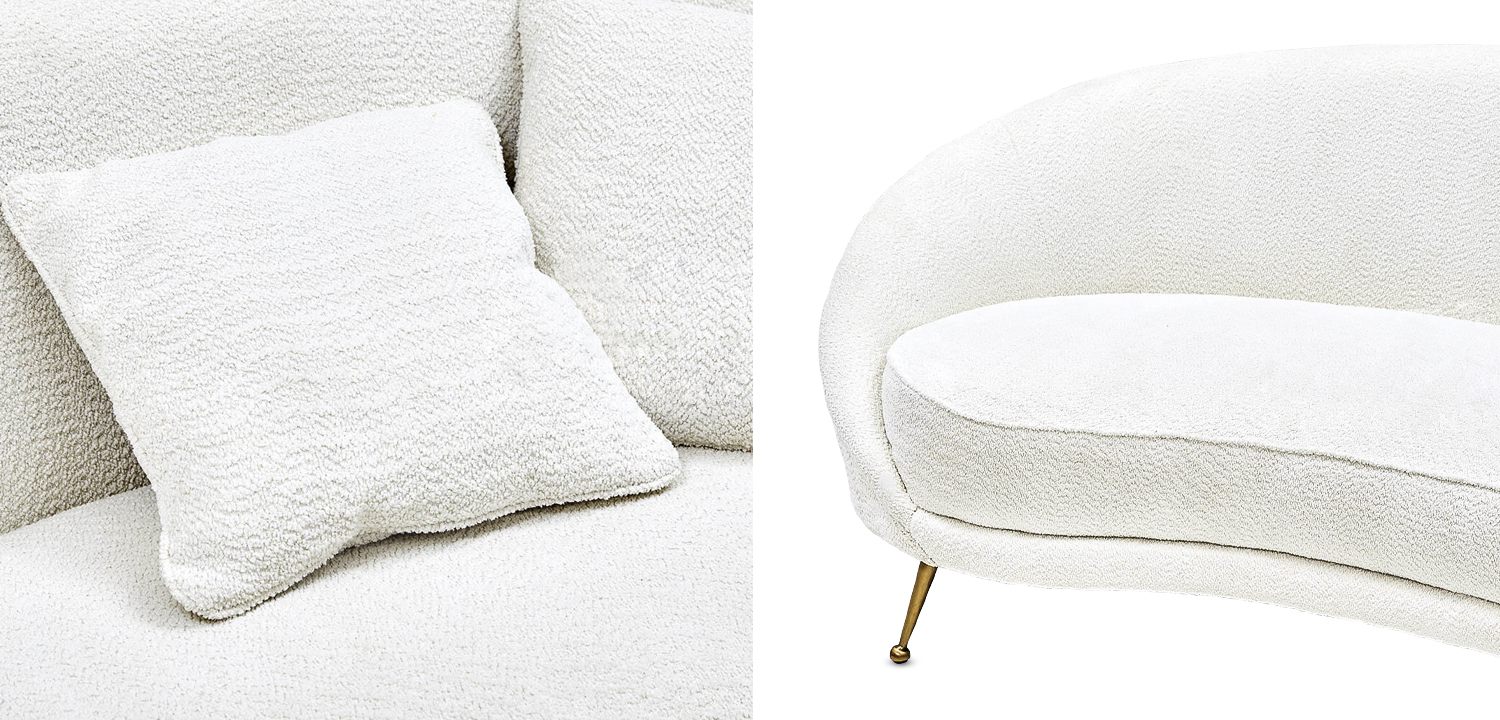 Диван с обивкой из ткани букле Manuel Sofa Белый - фото