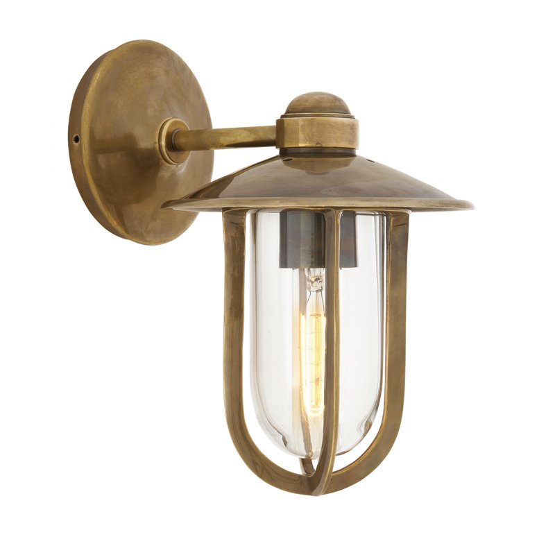 Бра Eichholtz Wall Lamp Seg Harbour Brass Латунь Античная полированная Прозрачное Стекло в Новосибирске | Loft Concept 