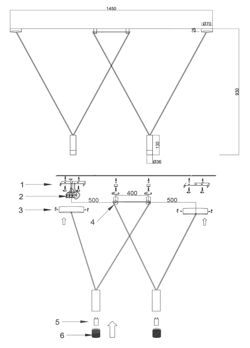 Wireflow LED White Suspension lam 2 патрона в Новосибирске