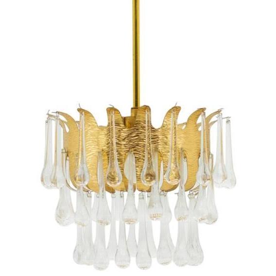 Люстра Ernst Palme Glass and Gilded Brass Chandelier Золотой в Новосибирске | Loft Concept 