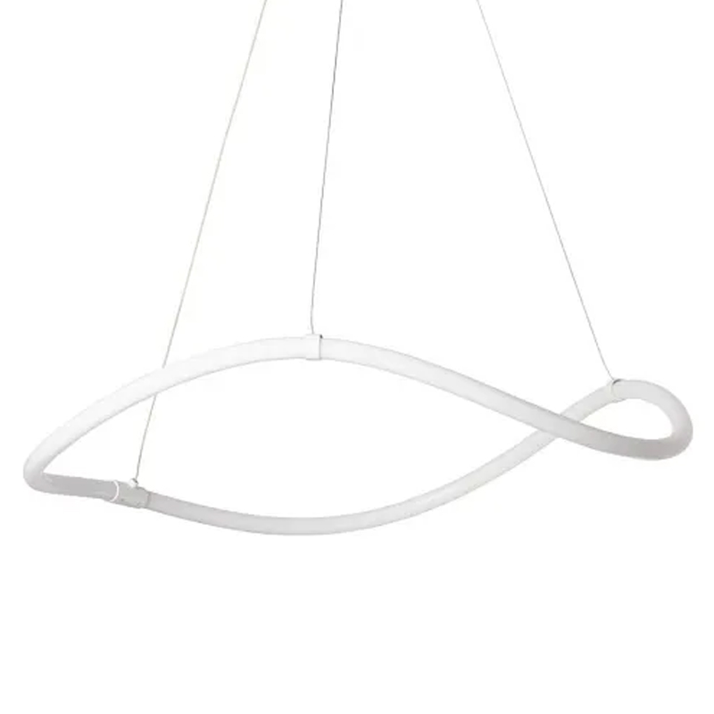 Люстра белого цвета с волнистым светодиоидным кольцом Luke Lampco Tracer Lamp Белый в Новосибирске | Loft Concept 