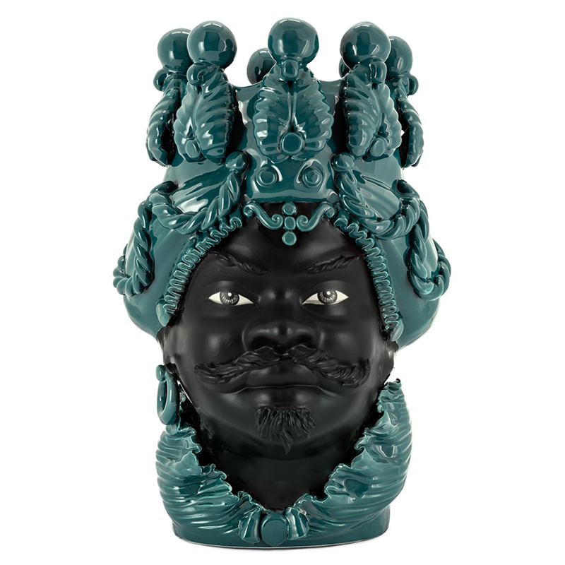 Ваза VASE MORO BIG MAN SIMPLY MAT dark turquoise Черный Бирюзовый в Новосибирске | Loft Concept 