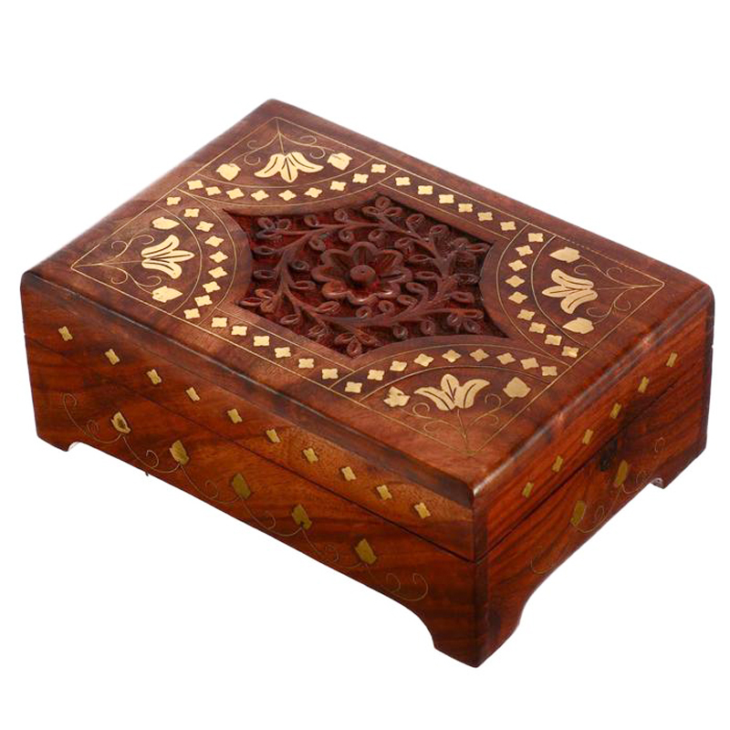 Шкатулка Fulari Indian Inlay Box Коричневый в Новосибирске | Loft Concept 