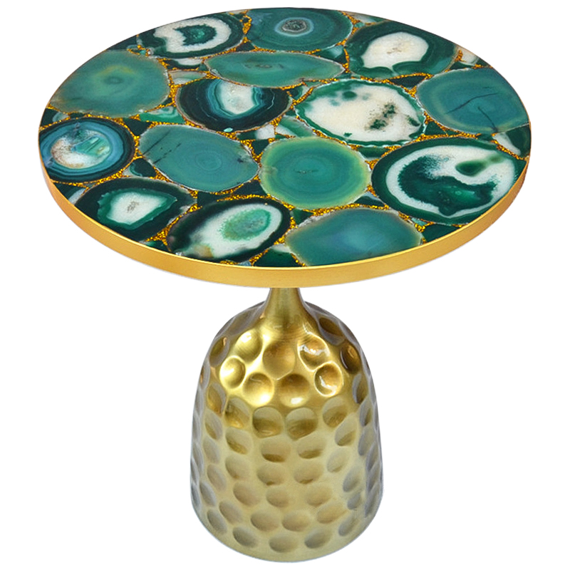 Приставной стол Cluster Surface Green Agate Side Table Зеленый Латунь Золотой в Новосибирске | Loft Concept 