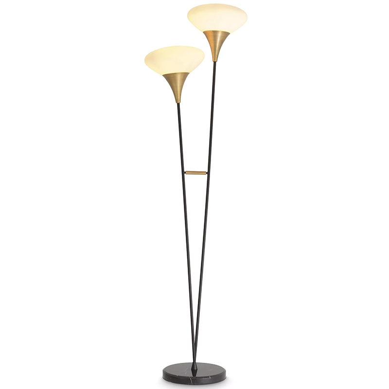 Торшер Eichholtz Floor Lamp Duco Латунь Белый Черный Черный Мрамор Nero в Новосибирске | Loft Concept 