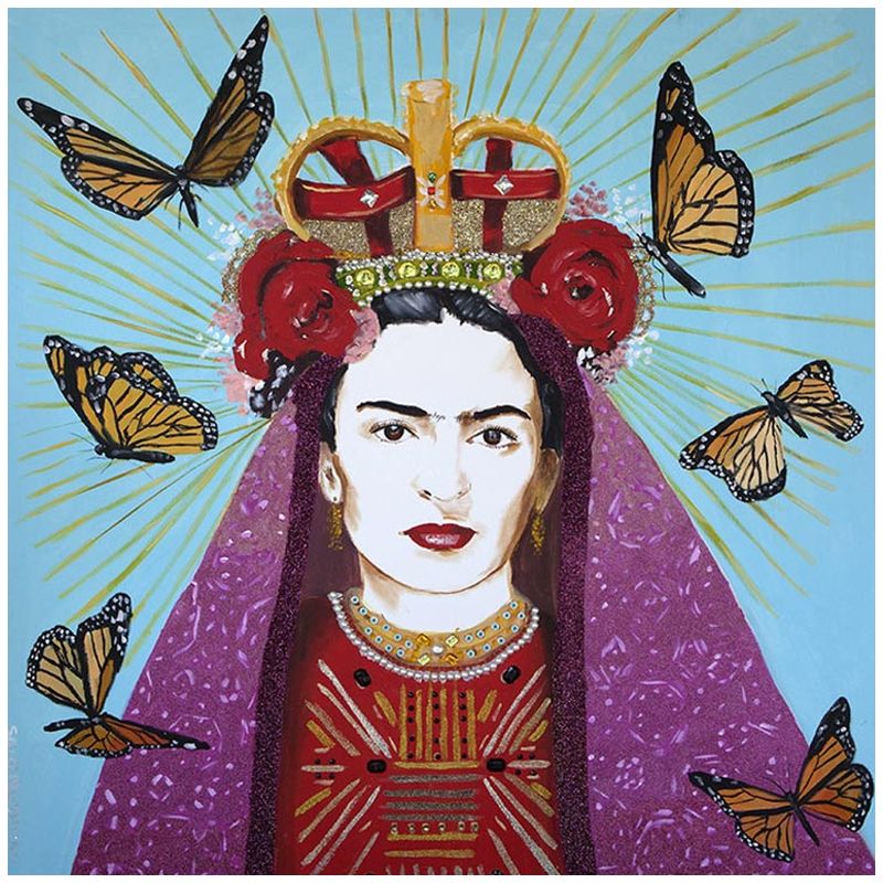 Картина Frida with roses on her head and butterflies Мульти в Новосибирске | Loft Concept 