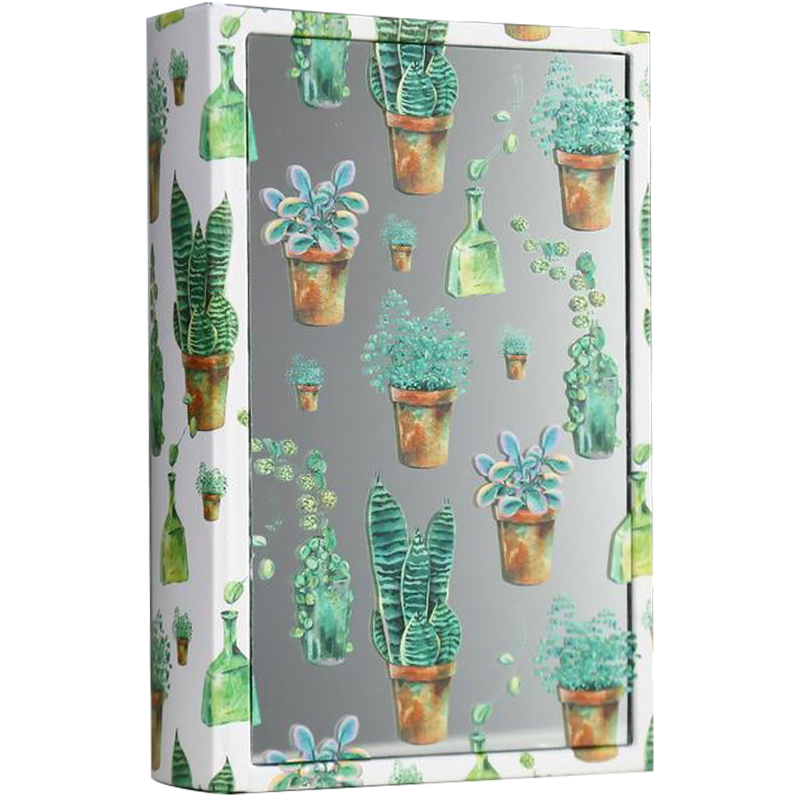 Шкатулка-книга Succulents Mirror Book Box Белый Зеленый Коричневый в Новосибирске | Loft Concept 