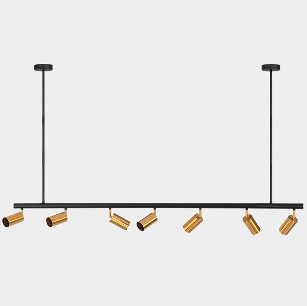 Реечный светильник с поворотными спотами LINO Латунь Черный в Новосибирске | Loft Concept 