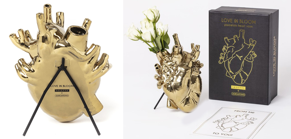 Ваза Seletti Love in Bloom gold porcelain heart vase Ваза Seletti Love in Bloom gold porcelain heart vase - Loft-Concept в Новосибирске