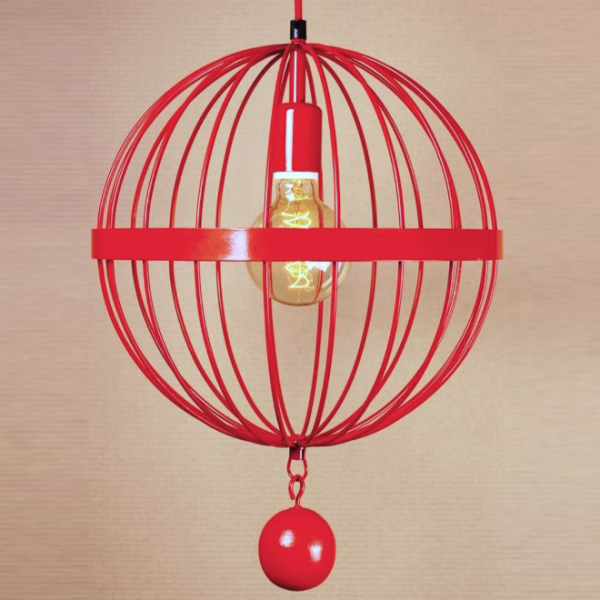 Подвесной светильник Wire Cage Pendant Spher Red Красный в Новосибирске | Loft Concept 