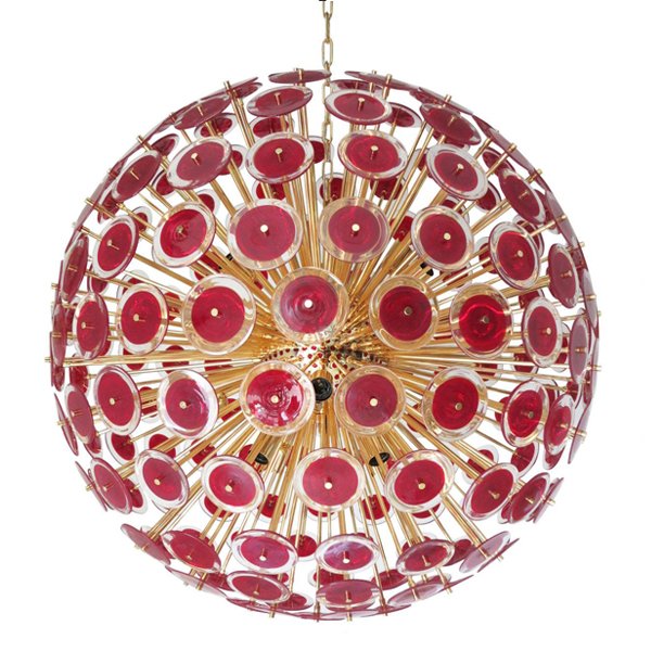 Murano Red Disco Glass Sputnik Chandelier Vistosi Красный (Red) Золотой в Новосибирске | Loft Concept 