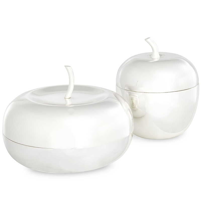 Комплект шкатулок Eichholtz Box Apple Set of 2 Silver Серебряный в Новосибирске | Loft Concept 