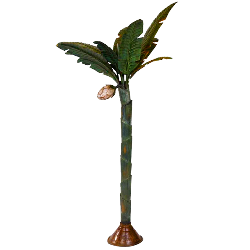 Торшер Дизайнерский Зеленый Банан Painted Metal Sculpture of Palm or Banana Tree and Flower Искусственная бурая ржавчина Зеленый в Новосибирске | Loft Concept 