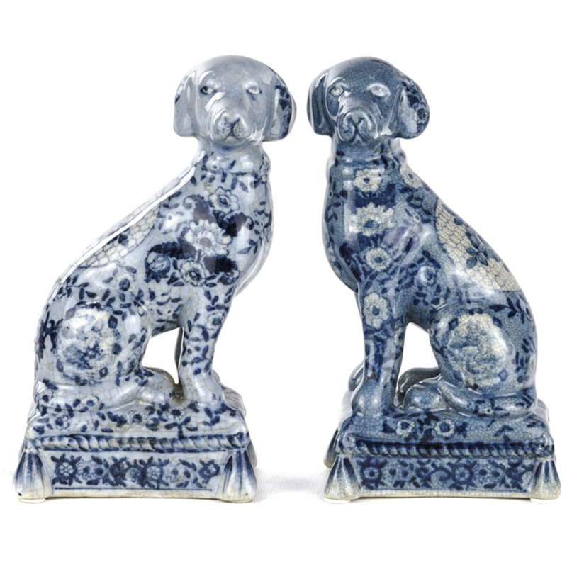 Статуэтки Oriental Blue & White Ornament Dogs набор из 2-х штук Белый Синий в Новосибирске | Loft Concept 