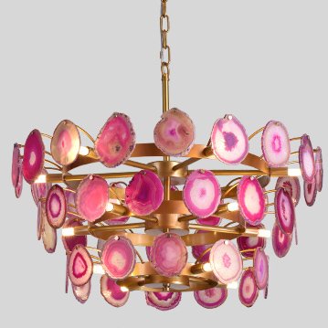 Люстра Agate Burst Chandelier 3 Round pink Розовый пастельный Золотой в Новосибирске | Loft Concept 