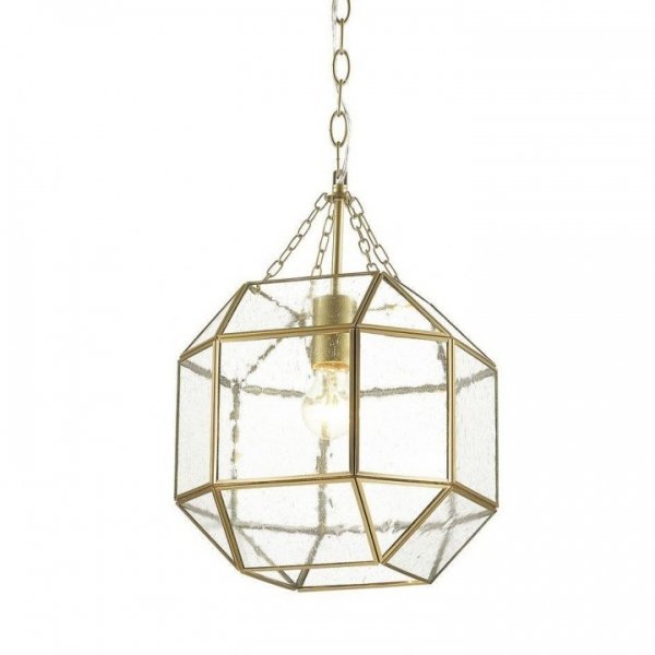 Подвесной светильник Glass & Metal Cage Pendant Gold Глянцевое золото в Новосибирске | Loft Concept 