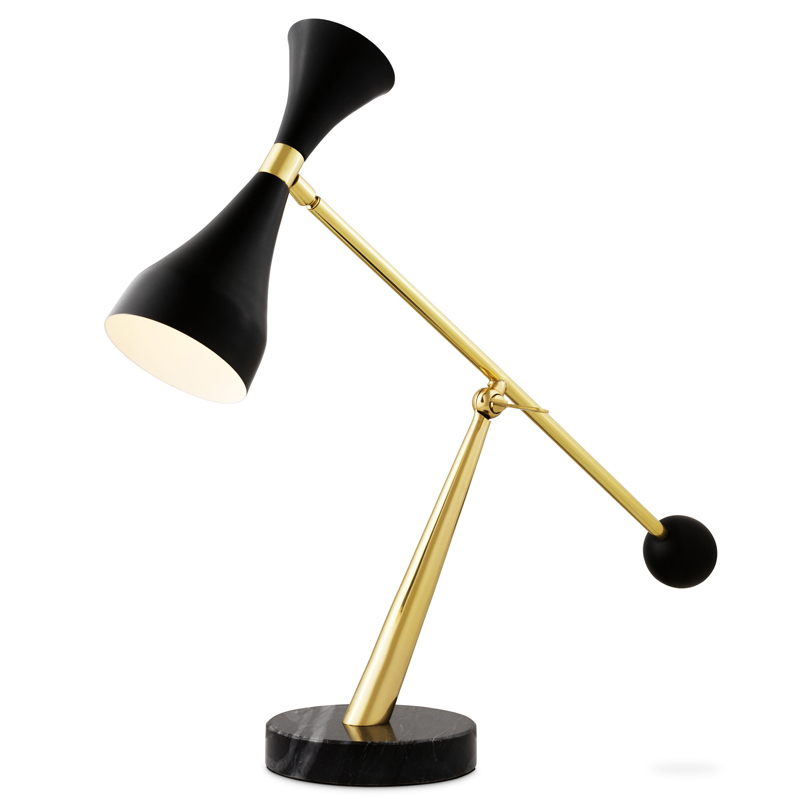 Настольная лампа Eichholtz Desk Lamp Cordero Черный Латунь Черный Мрамор Nero в Новосибирске | Loft Concept 