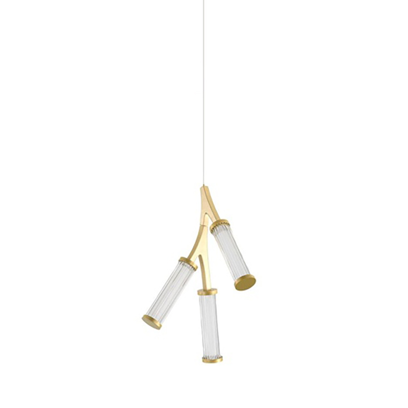 Люстра Cylinder Branches Chandelier Gold 3 Золотой Прозрачный в Новосибирске | Loft Concept 