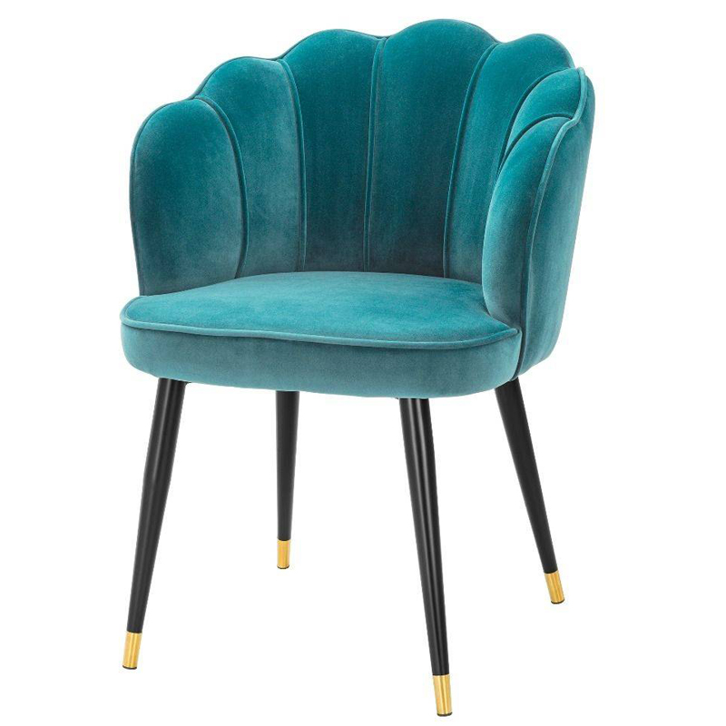 Стул Eichholtz Dining Chair Bristol sea green Бирюзовый Черный Латунь в Новосибирске | Loft Concept 