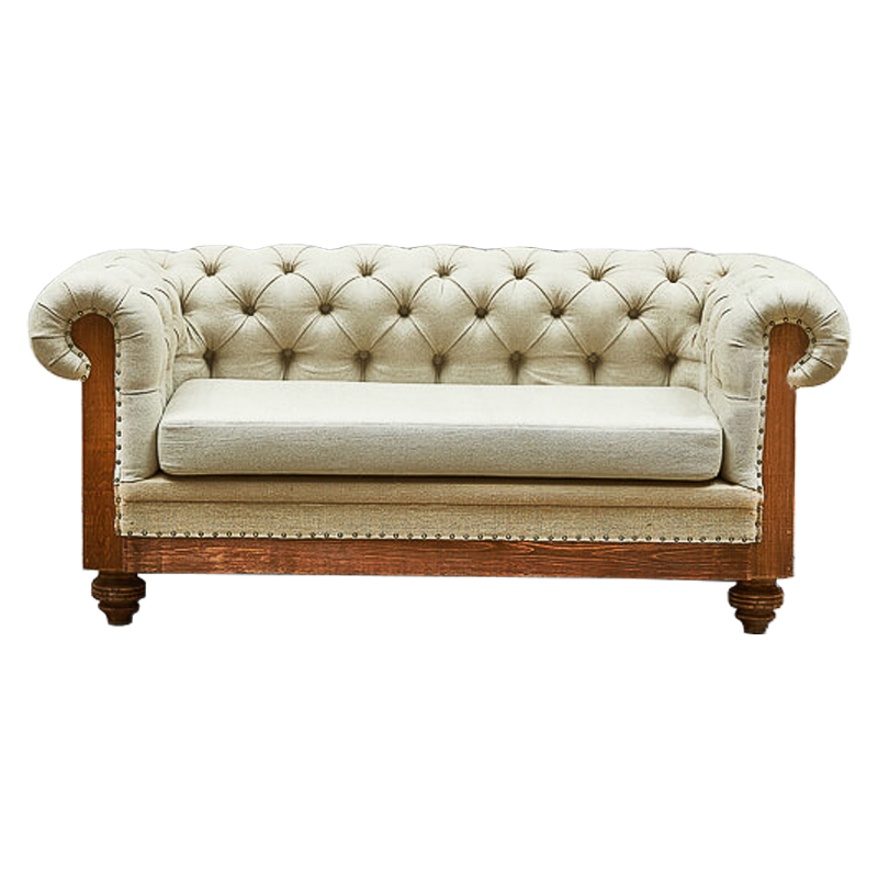 Диван Deconstructed Chesterfield Sofa double Ivory Linen ivory ( слоновая кость ) Коричневый в Новосибирске | Loft Concept 