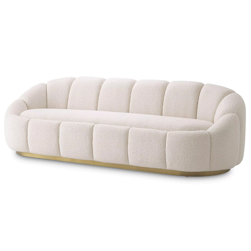 Диван Eichholtz Sofa Inger Boucle Cream Белый Латунь в Новосибирске | Loft Concept 