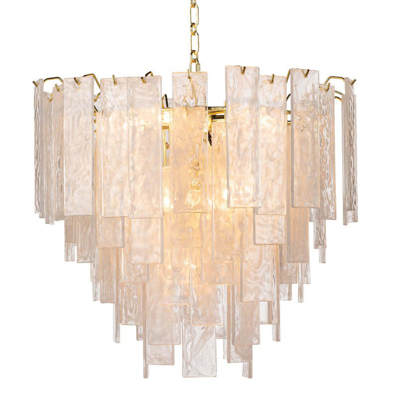 Люстра Textured Glass Chandelier Rectangular Pendants Золотой Прозрачный (Transparent) в Новосибирске | Loft Concept 