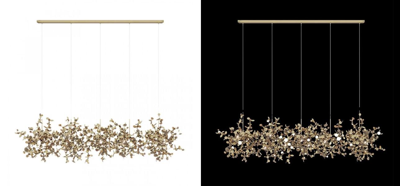 Люстра Terzani Argent Suspension Linear Gold длина 150 см - фото