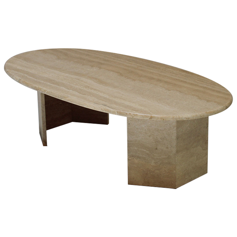 Кофейный стол Oval Travertine Coffee Table Коричневый в Новосибирске | Loft Concept 