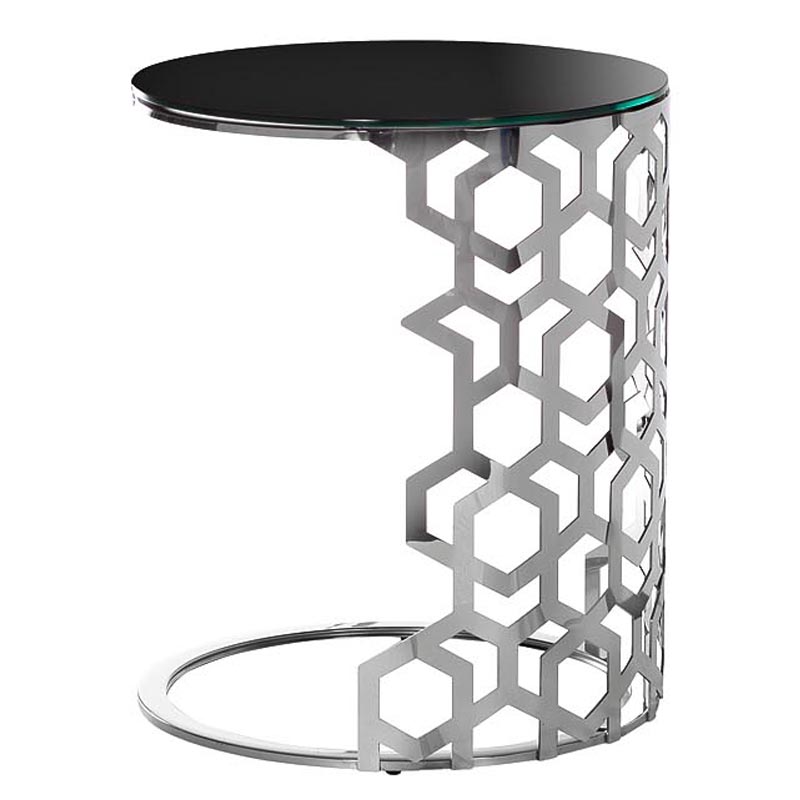 Приставной стол Yen Geometry Side Table silver 60 Серебряный в Новосибирске | Loft Concept 