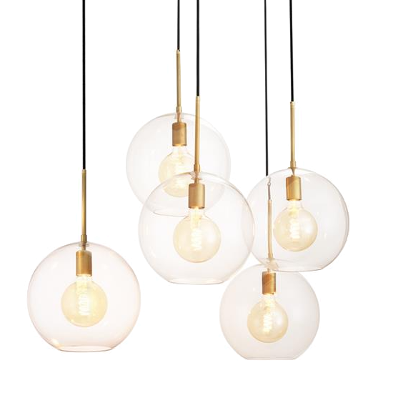 Люстра Chandelier Tango 5 light Латунь Античная полированная Темная бронза Прозрачное Стекло в Новосибирске | Loft Concept 