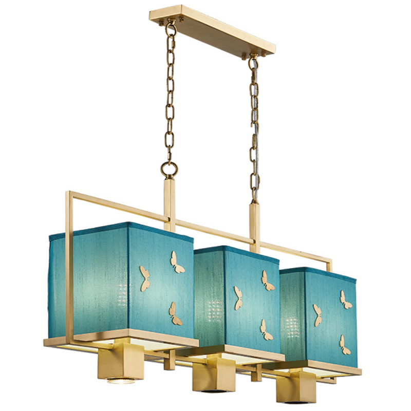 Люстра с бабочками Butterflies Blue Background Chandelier Латунь Бирюзовый в Новосибирске | Loft Concept 