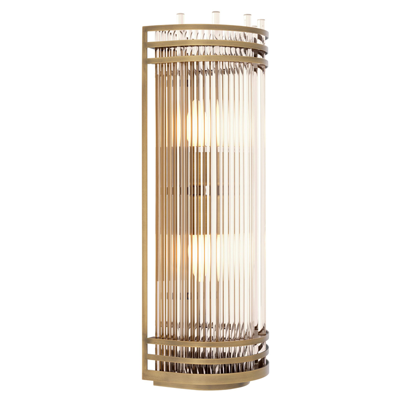 Бра Eichholtz Wall Lamp Gulf L Brass Латунь Античная полированная Прозрачный в Новосибирске | Loft Concept 