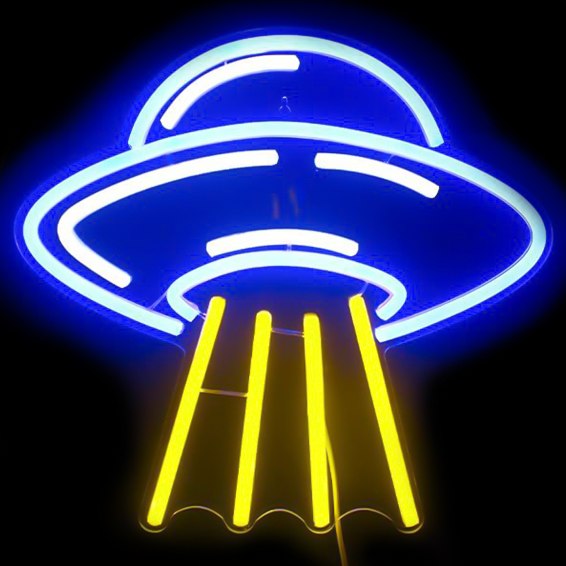 Неоновая настенная лампа UFO Neon Wall Lamp Желтый Синий в Новосибирске | Loft Concept 