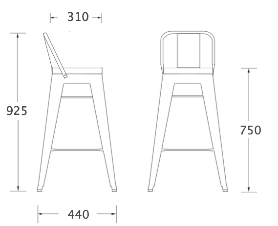 Барный стул Tolix Bar Stool 75 Backed в Новосибирске