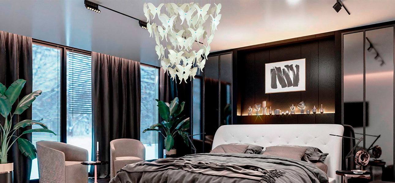 Люстра Белые Бабочки Жемчужно-серая база Night Butterflies Chandelier - фото №2