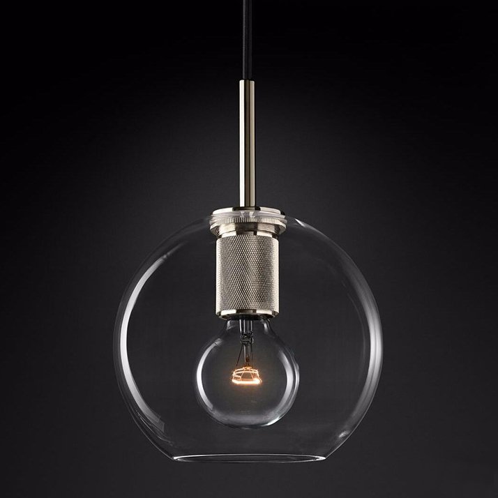 Подвесной светильник RH Utilitaire Globe Pendant Silver Никель Прозрачное Стекло в Новосибирске | Loft Concept 