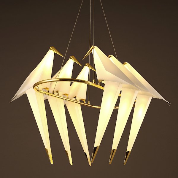 Люстра Origami Bird Chandelier 6 Бежево-серый Золотой в Новосибирске | Loft Concept 