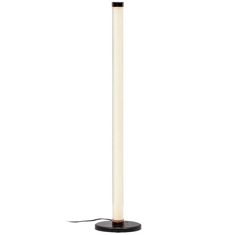 Дизайнерский торшер CANVAS GLASS TUBE FLOOR LAMP Медь Кремовый Черный Прозрачное Стекло в Новосибирске | Loft Concept 