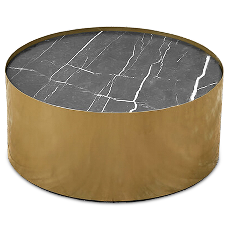 Кофейный стол Cappello Coffee Table Латунь Черный Мрамор Nero в Новосибирске | Loft Concept 