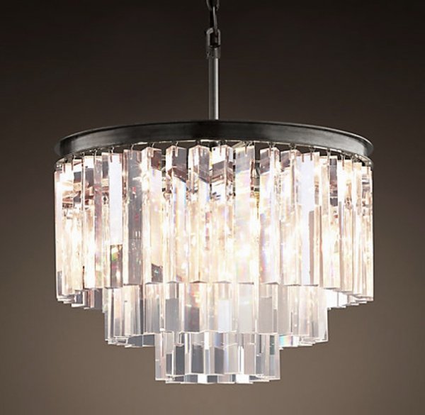 Люстра RH 1920s Odeon Clear Glass Fringe Chandelier - 3 rings Черный в Новосибирске | Loft Concept 