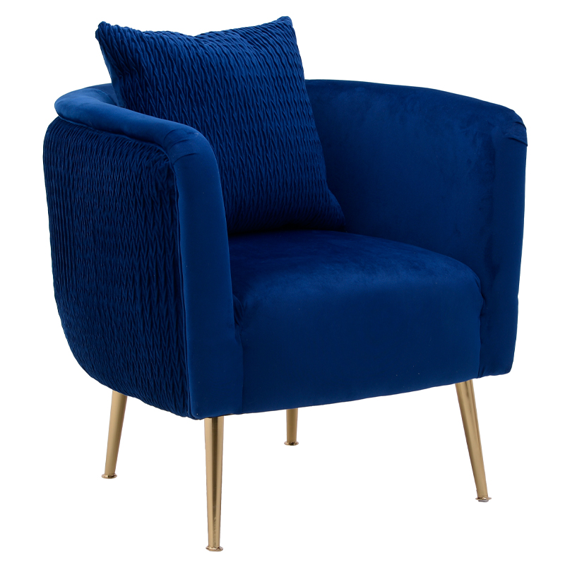 Кресло Yvette Armchair Blue Синий Глянцевое золото в Новосибирске | Loft Concept 