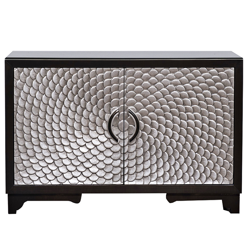 Комод с рельефным орнаментом Рыбья чешуя Fish scales Chest of drawers Черный Серебряный в Новосибирске | Loft Concept 